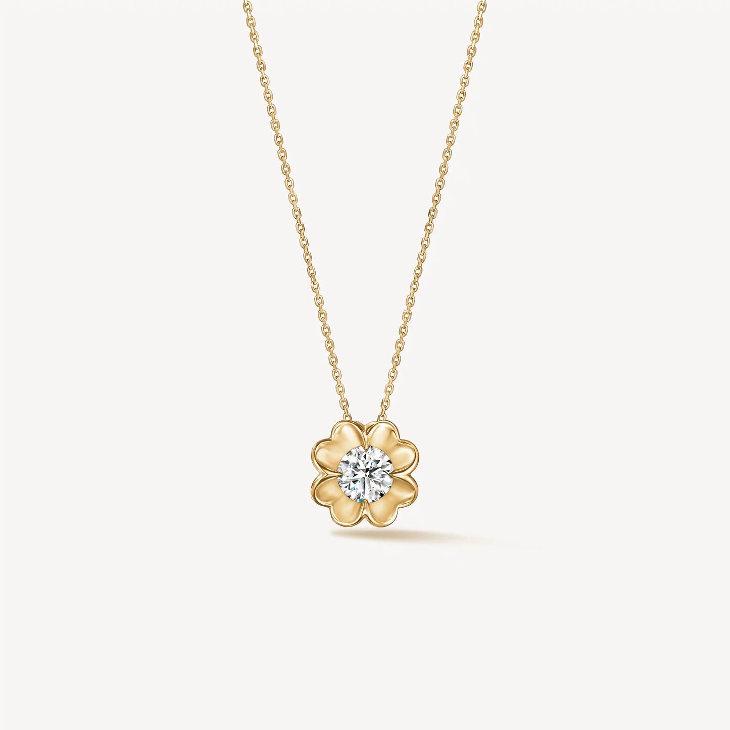 Whimsical Clover Single Diamond Necklace
