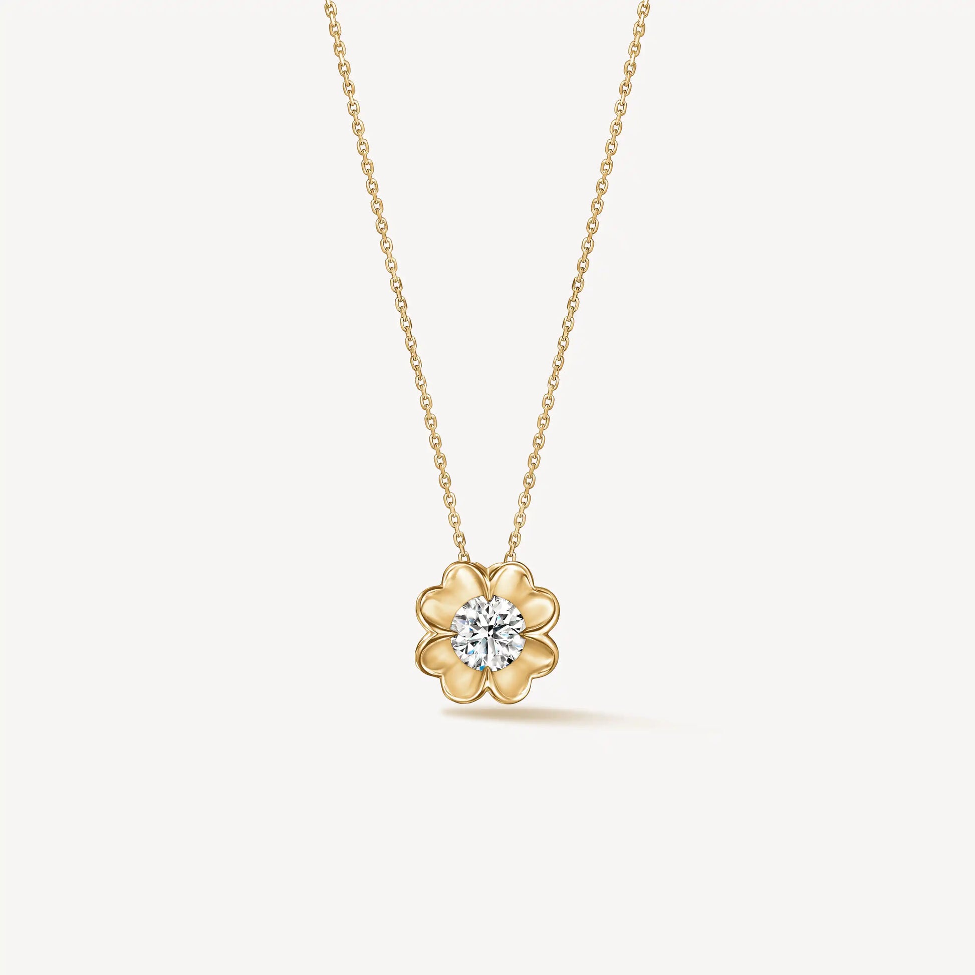 Whimsical Clover Single Diamond Necklace