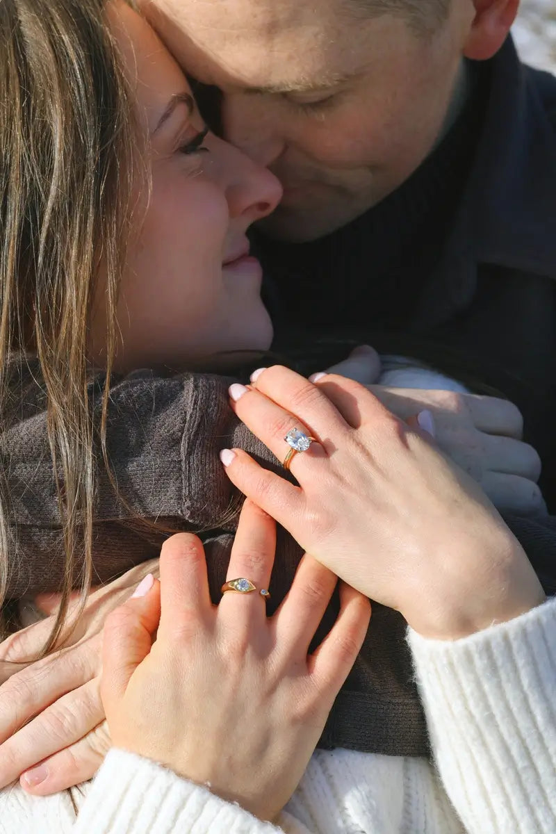 Couple hugging, celebrating love for the Valentine’s Day Escape Contest from Walters & Hogsett Jewelers