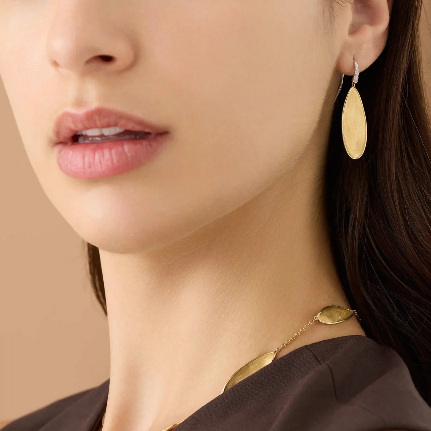 Petal Drop Earrings with Diamond Hook