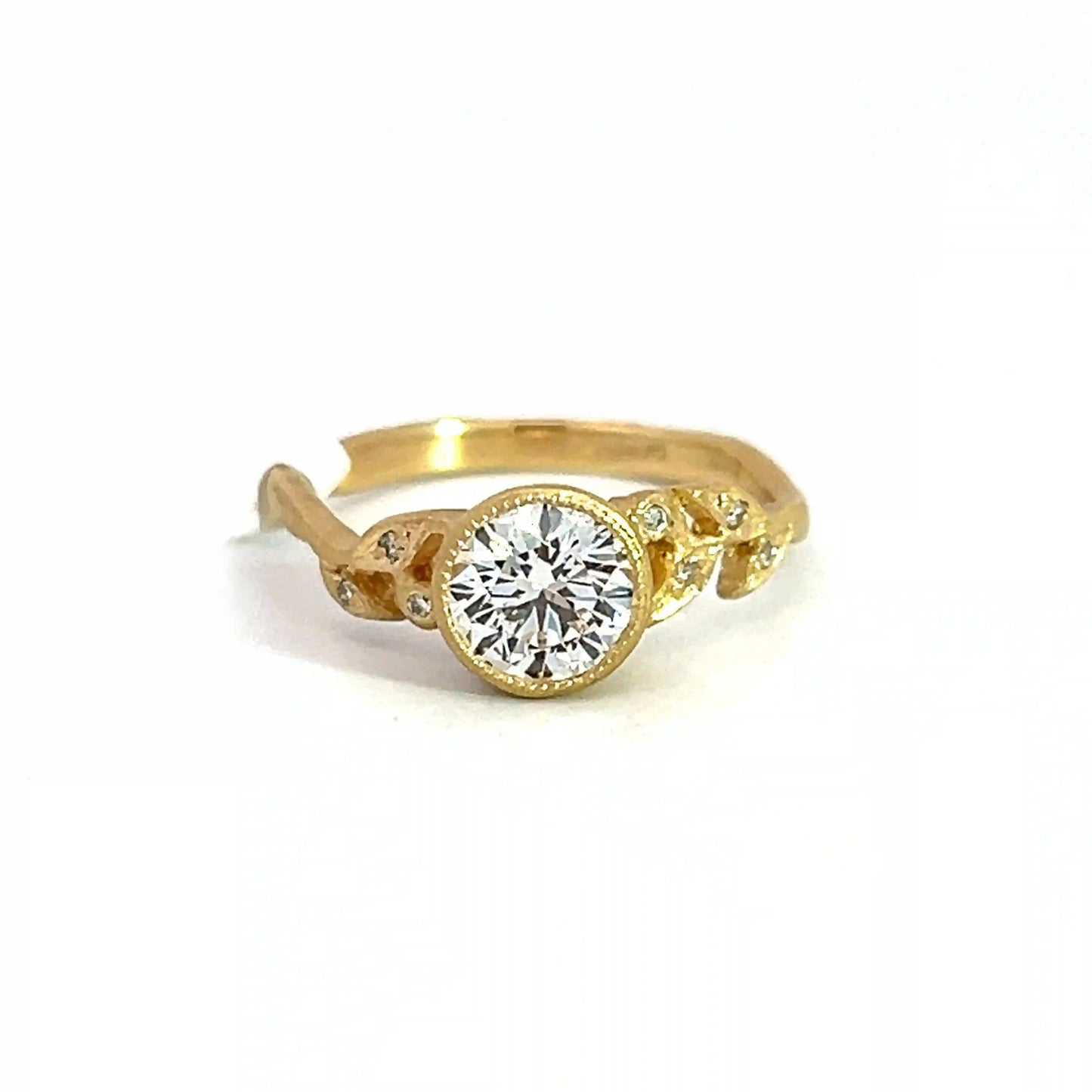 Vine Rough Cut Diamond Leaf Ring