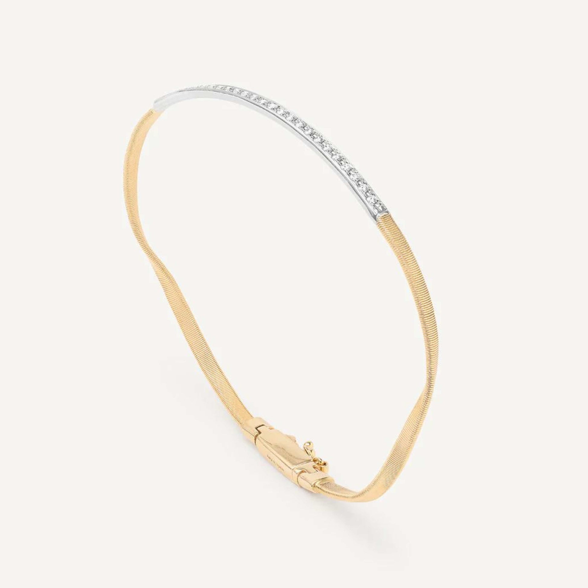 Gold Bangle With Diamond Bar