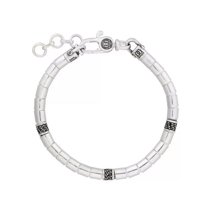 Silver Black Diamond Beaded Bracelet