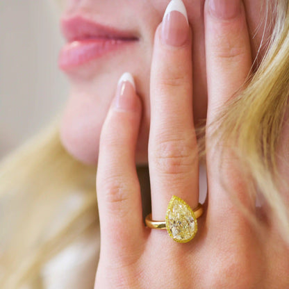 Rahaminov Pear Shape Yellow Diamond Ring