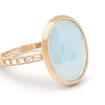 Aquamarine Ring with White Diamonds