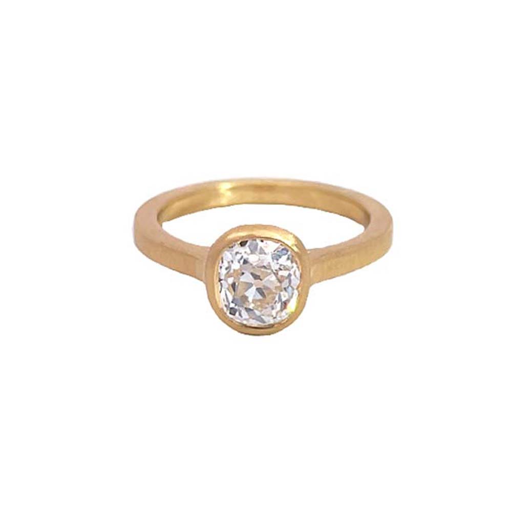 Bezel Set Cushion Diamond Ring