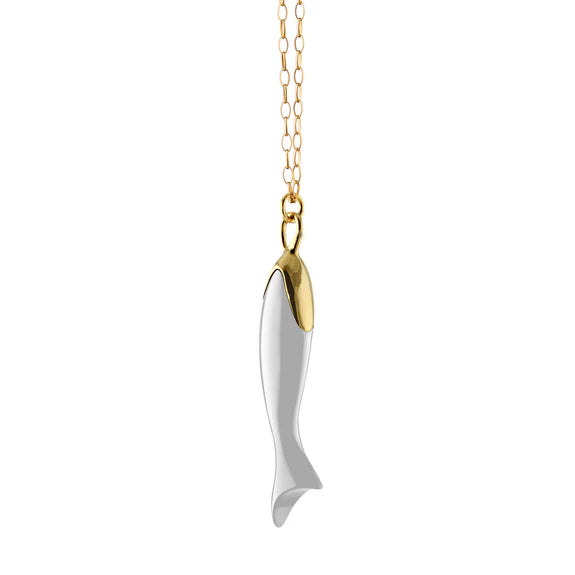 White Ceramic and 18K Gold Fish