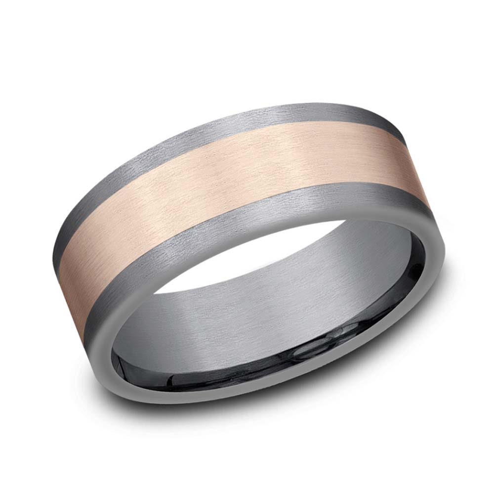 Benchmark 8mm Rose Gold and Grey Tantalum Band