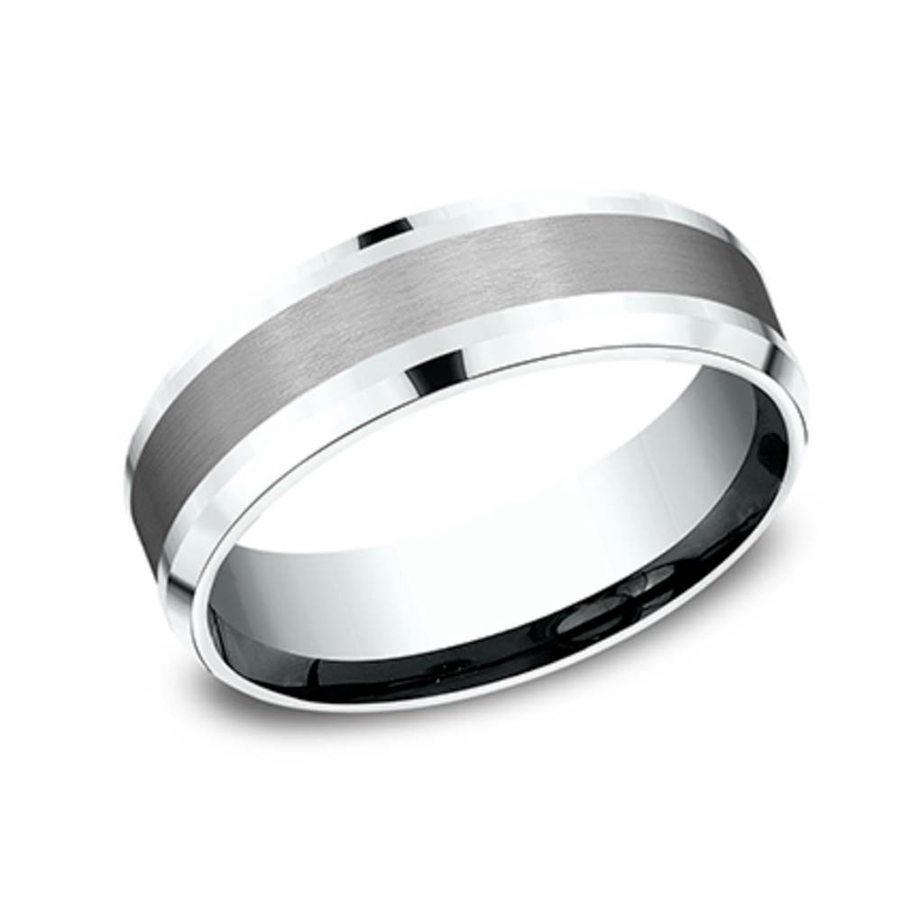 Benchmark 7mm White Gold and Grey Tantalum Band