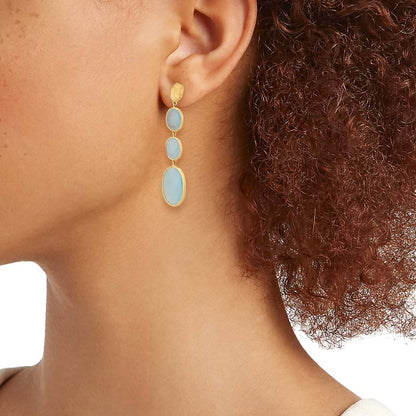 Gold Aquamarine Four Drop Earrings