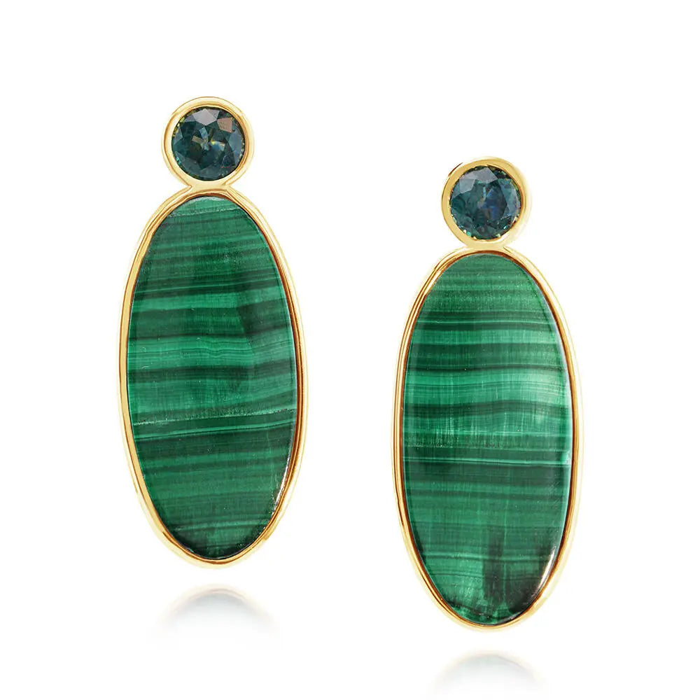 Malachite & Montana Sapphire Earrings