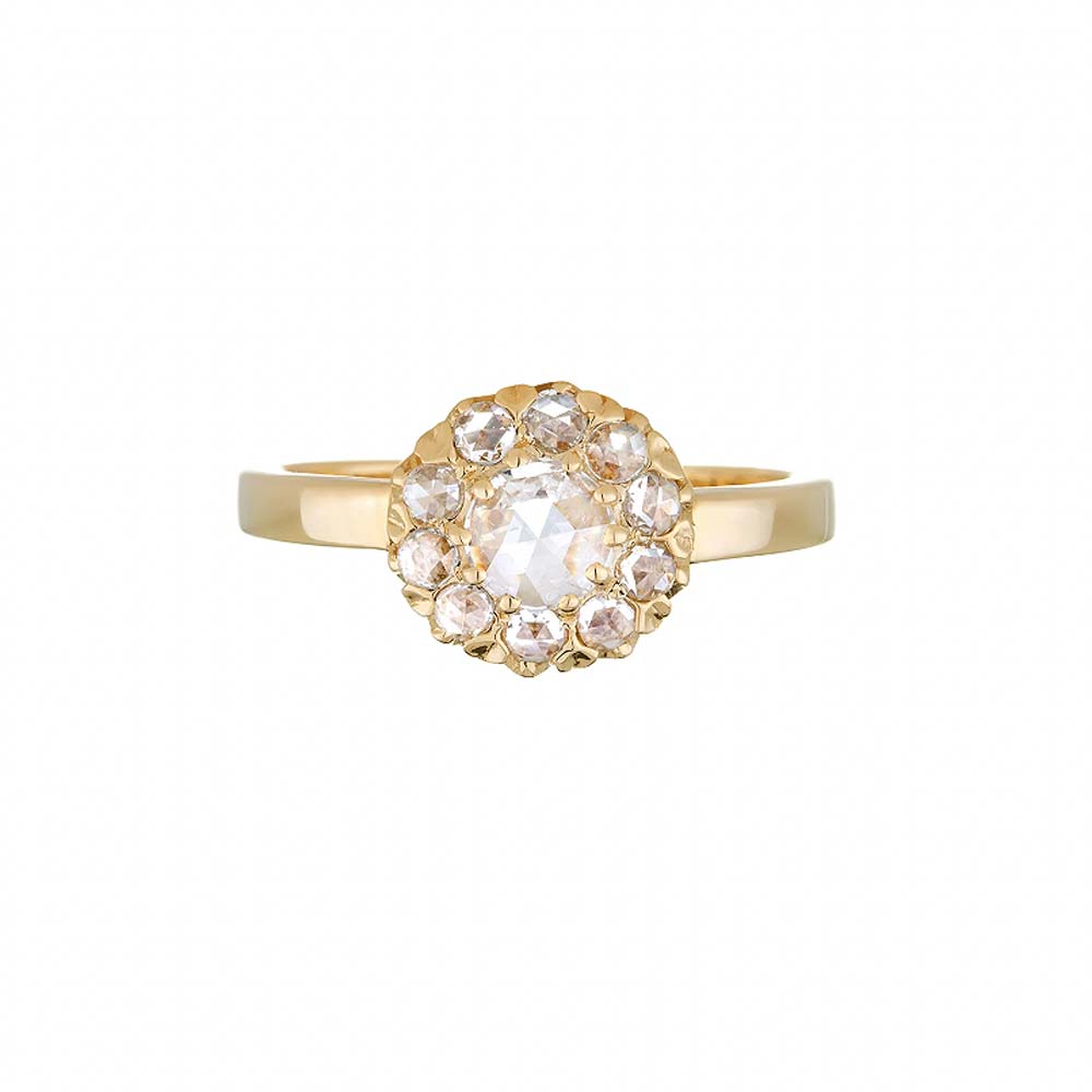 Rose Cut Diamond White Gold Ring