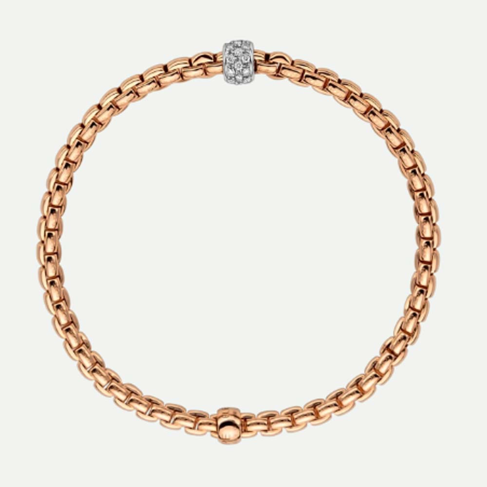 rose gold flex bracelet with pave bead
