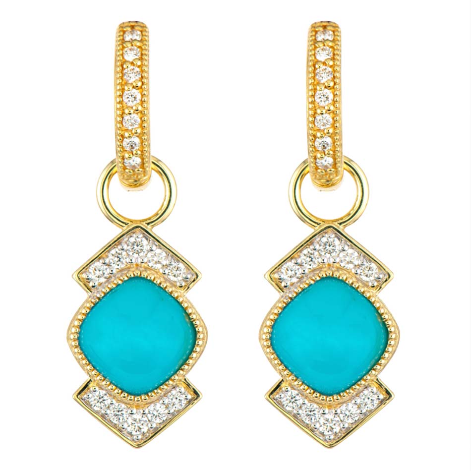 Cushion Cut Turquoise Earring Charms