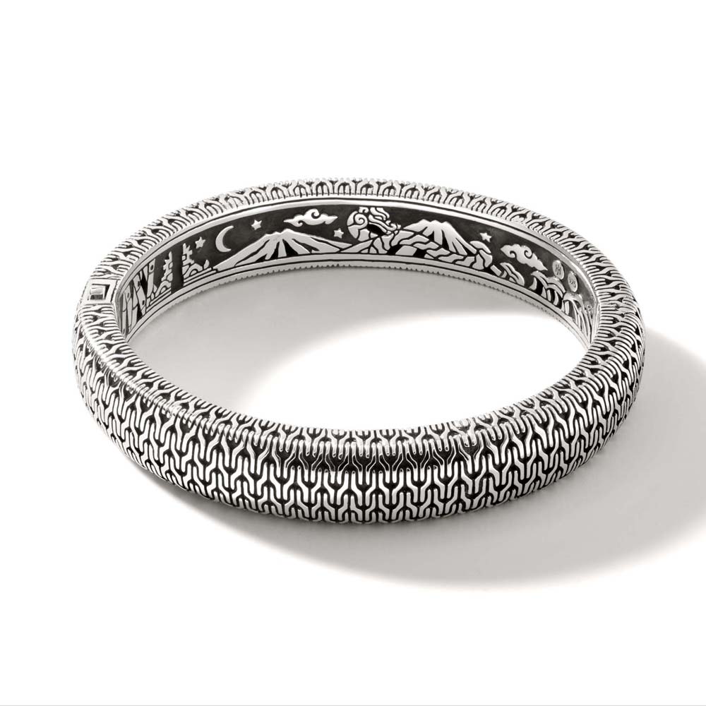 Silver Hinged Oval Bangle