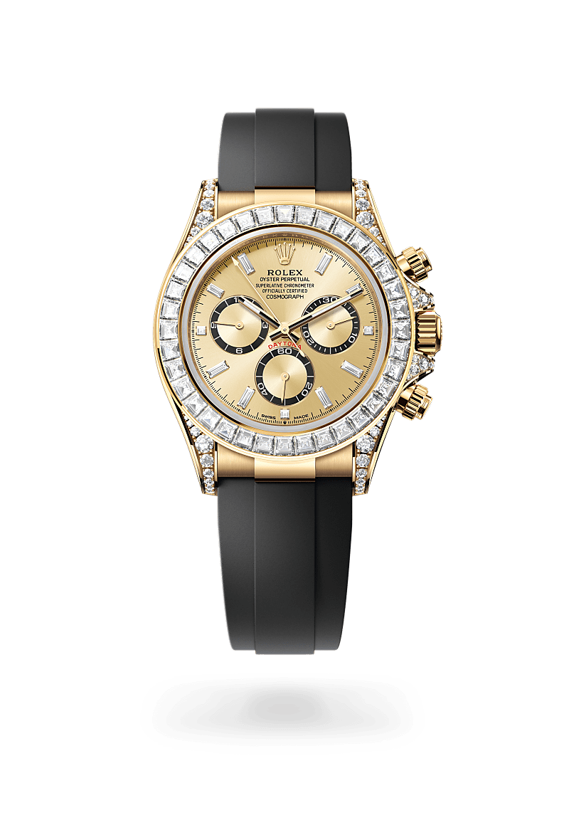 rolex Cosmograph Daytona in 18 kt yellow gold with lugs set with diamonds,  - Walters & Hogsett