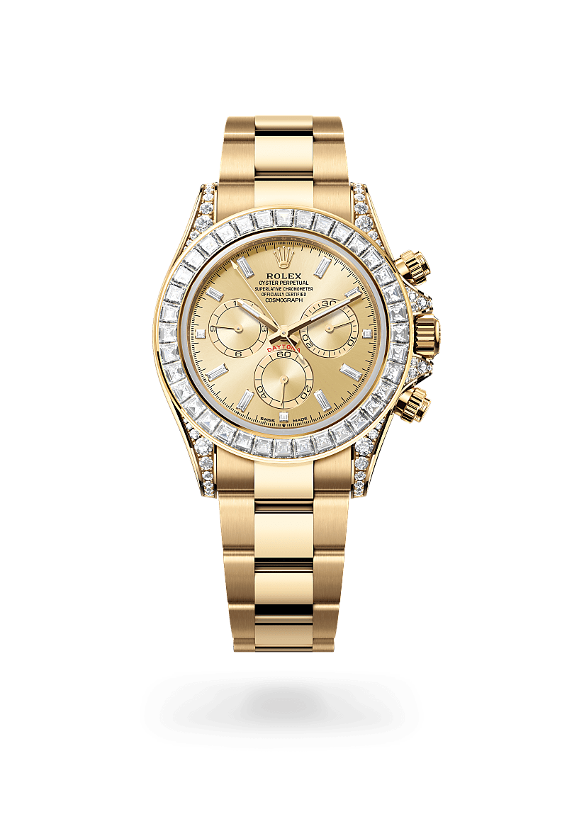 rolex Cosmograph Daytona in 18 kt yellow gold with lugs set with diamonds,  - Walters & Hogsett