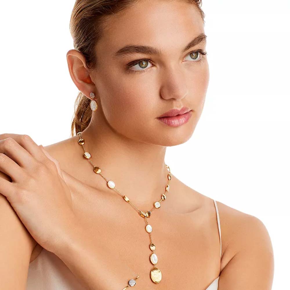 Mother of Pearl and Diamond Drop Earrings