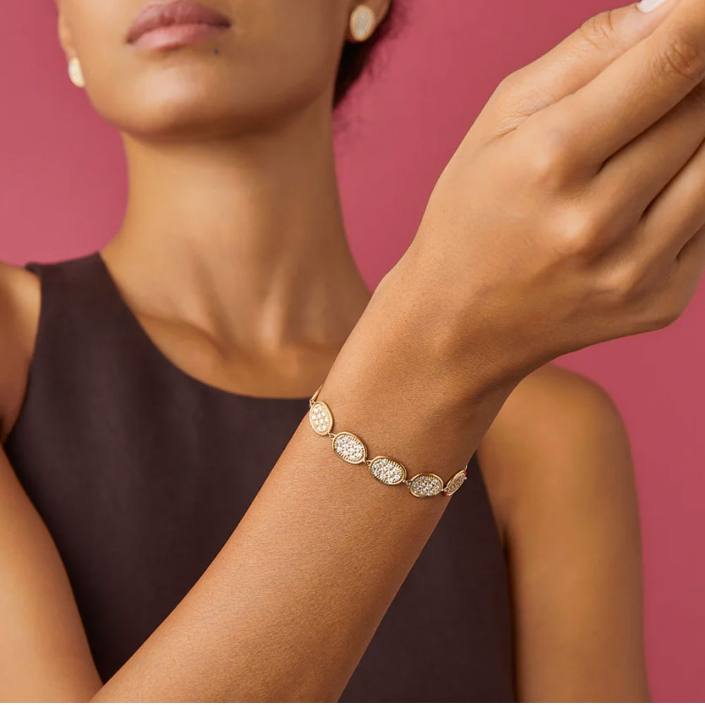 Yellow Gold and Diamond Pavé Link Bracelet