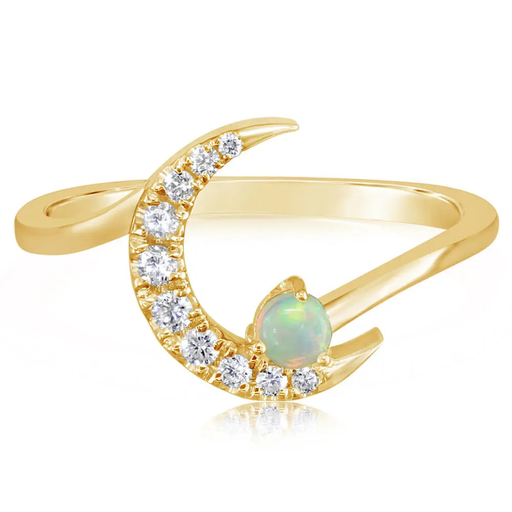 Australian Opal & Diamond Moon Ring