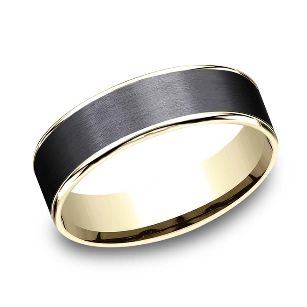 Benchmark 6.5mm Yellow Gold and Tantalum Band