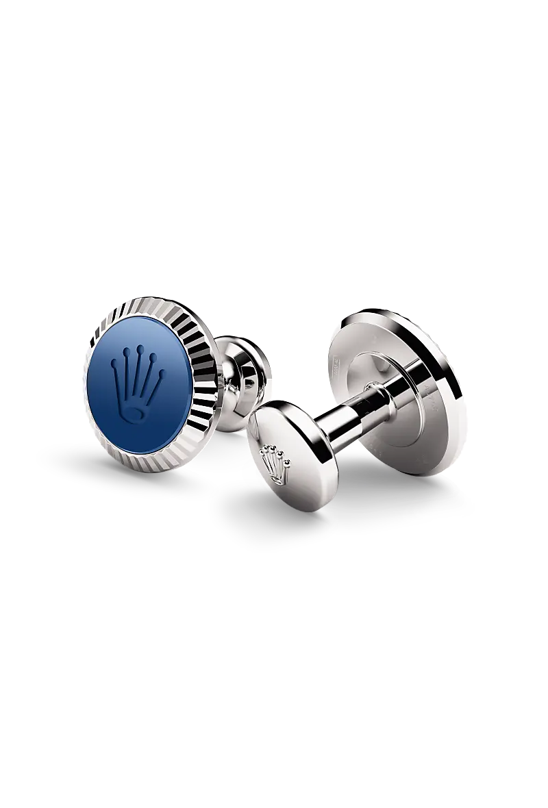 Rolex ‘Fluted’ cufflinks White gold and ceramic A1039