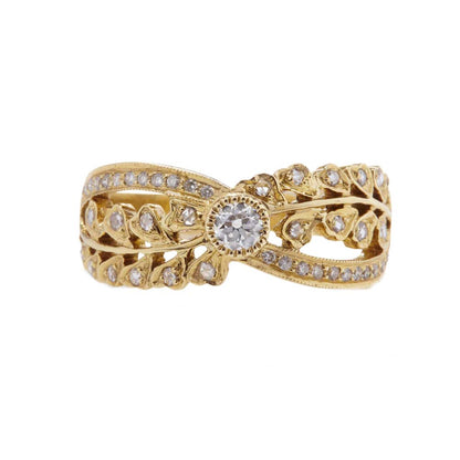 Old Mine Cut Yellow Gold Ring