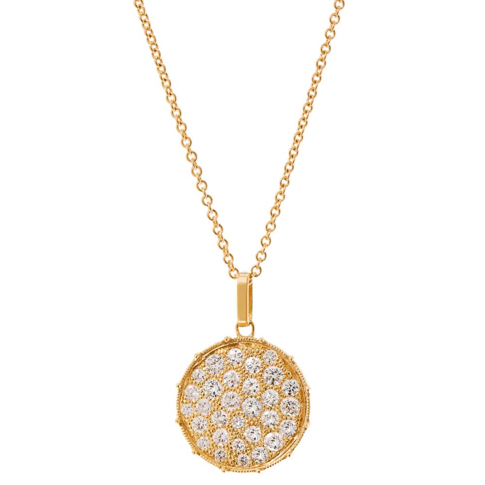 Yellow Gold Diamond Disc Pendant