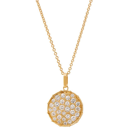 Yellow Gold Diamond Disc Pendant