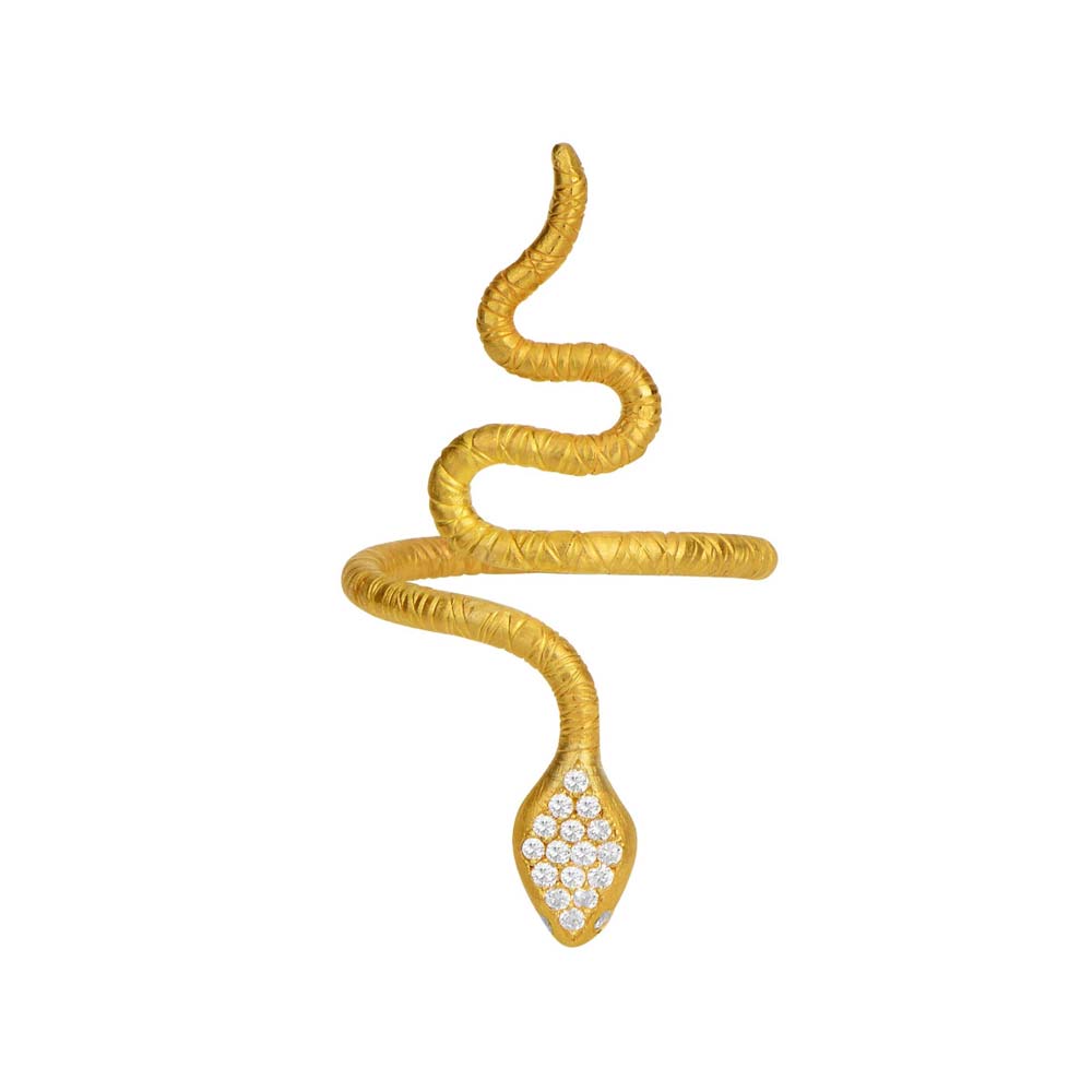 Gold Snake Ring with Diamonds
