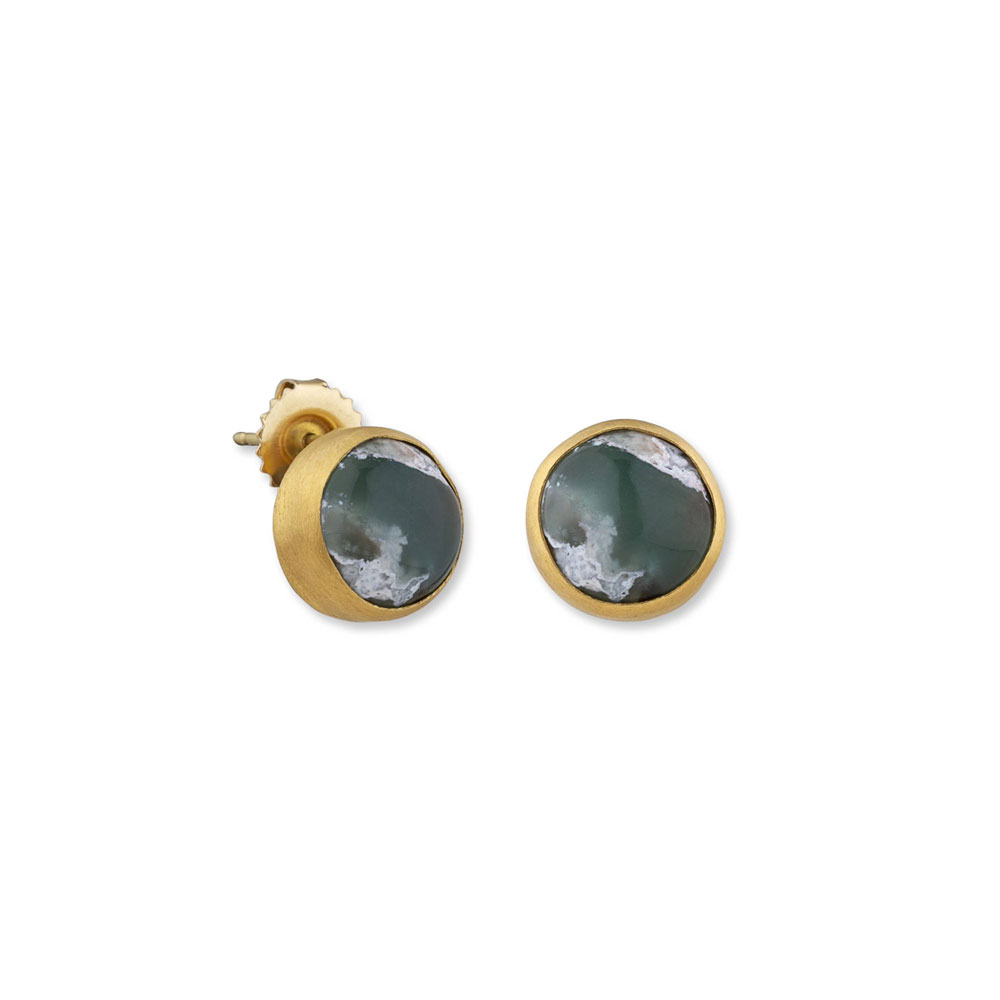 Gold Aquaprase Stud Earrings