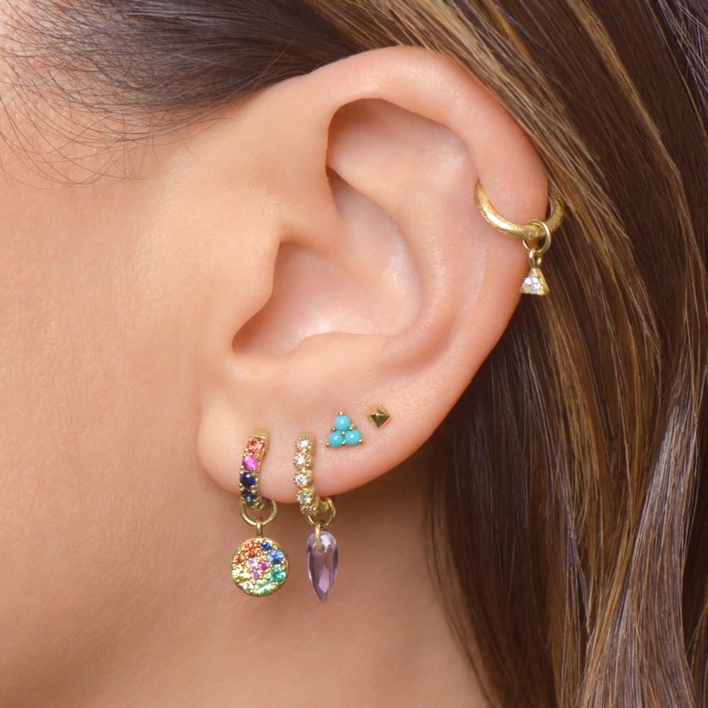 Three Stone Stud Earring
