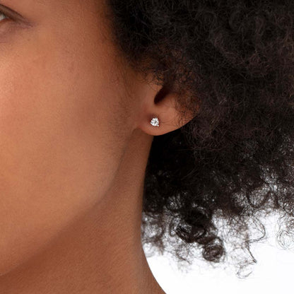 White Gold Three-Prong Diamond Stud Earrings 
