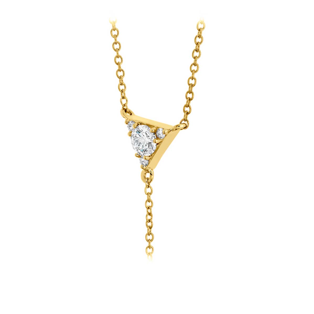 Yellow Gold Triplicity Triangle Lariat Necklace 