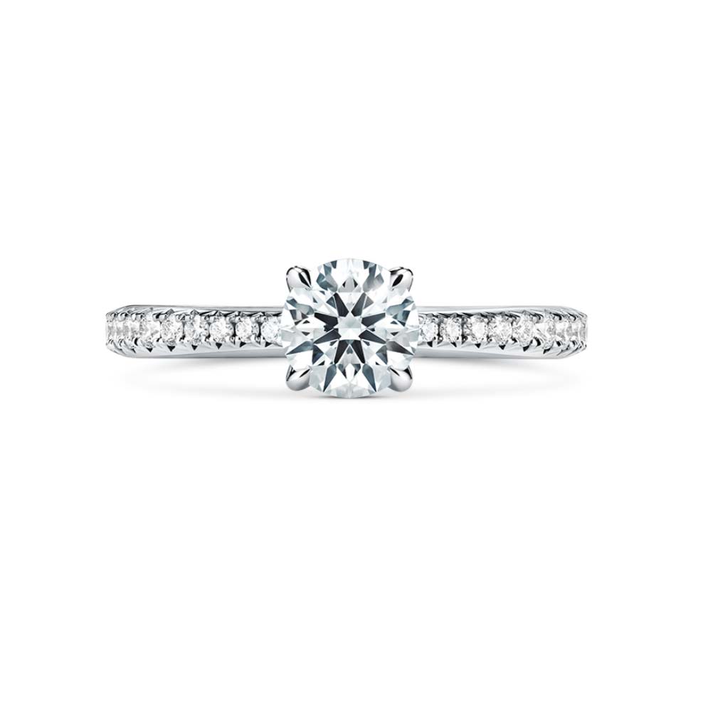 platinum Vela solitaire ring with diamond band 