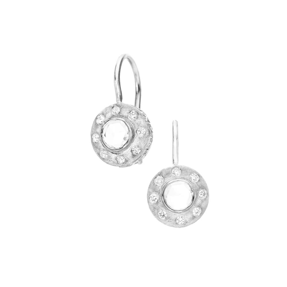 white gold earrings with rose cut diamonds