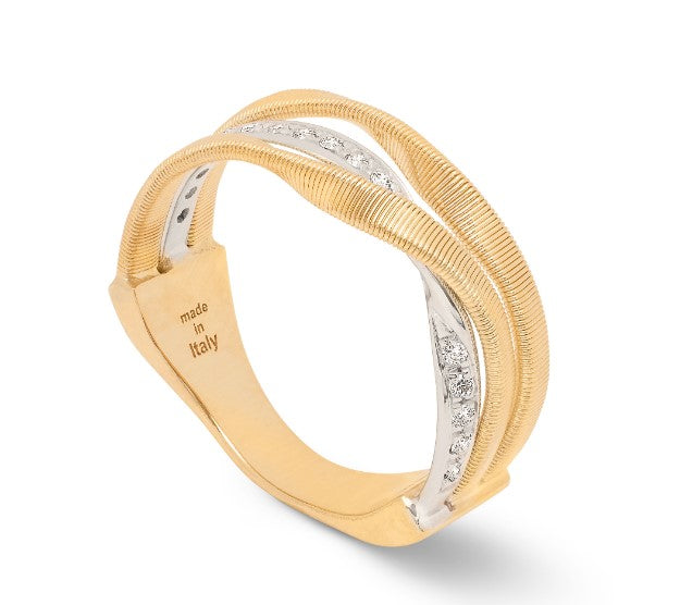 3-Band Coil Ring With Diamonds