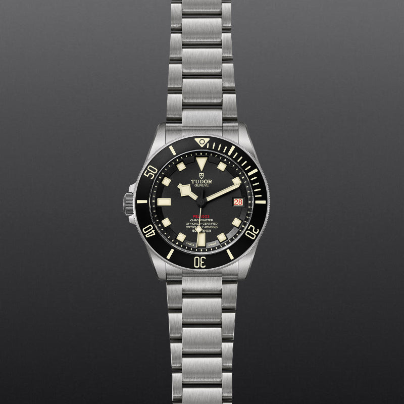 42mm, tudor, watch, black dial, steel case, steel bracelet, date, pelagos LHD