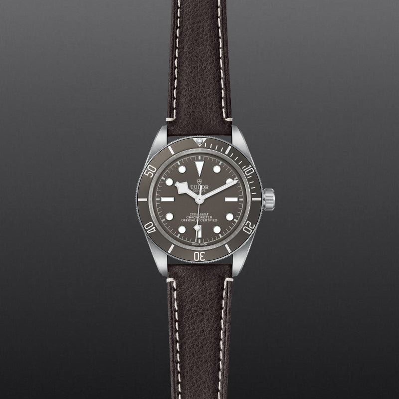 39mm, tudor, watch, black bay 58, brown dial, white hands, brown bezel, steel case, brown leather straps