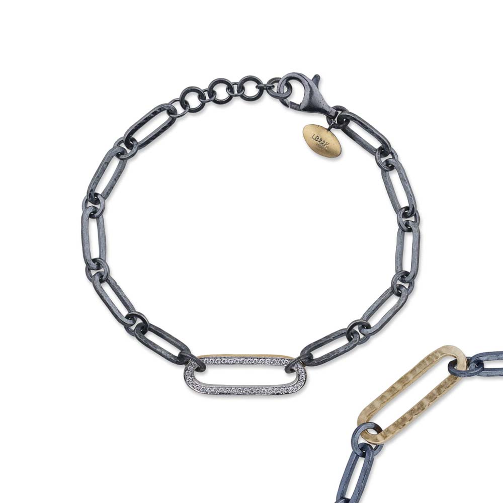 Oxidized Silver Link Bracelet 