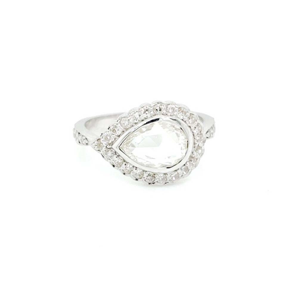 Rose Cut Diamond White Gold Ring